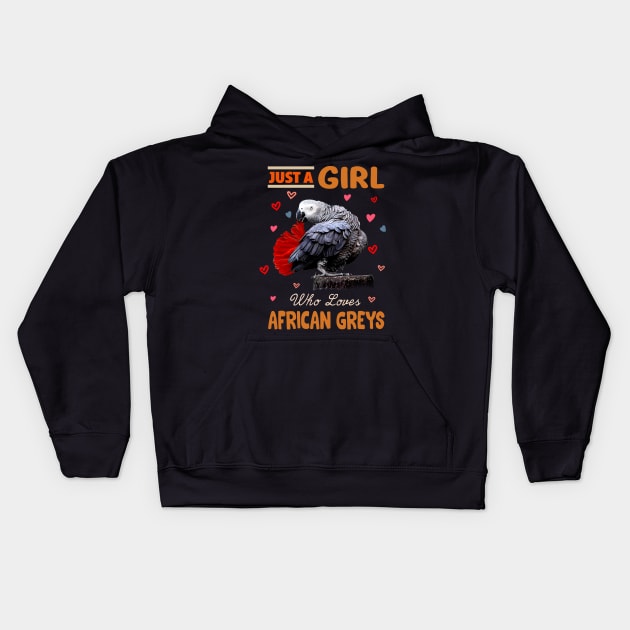 Parrot Perfection Fashionable Tee Celebrating the Beauty of African Greys Kids Hoodie by Kevin Jones Art